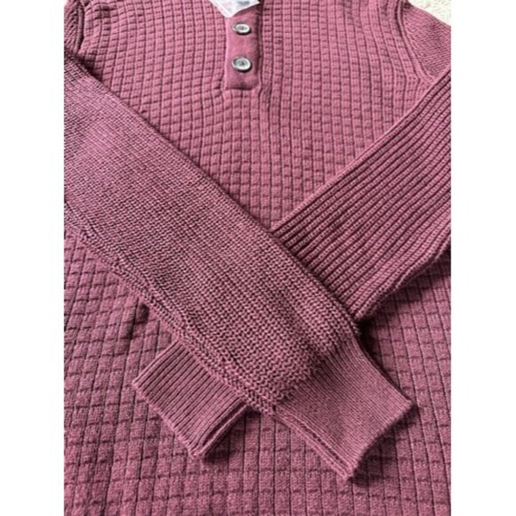 Ethan Pierce Mens Button Detail Knit Long Sleeve Pull Over Burgundy Size Small - Picture 3 of 14